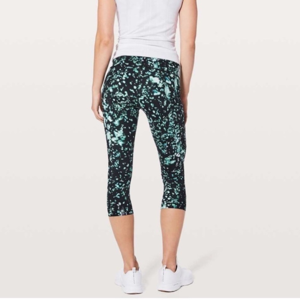 Lululemon Fast & Free Crop II Leggings Nulux 19" Pixel Haze Multi Black